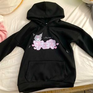 Black Anime Kuromi Sanrio Hoodie with Pocket